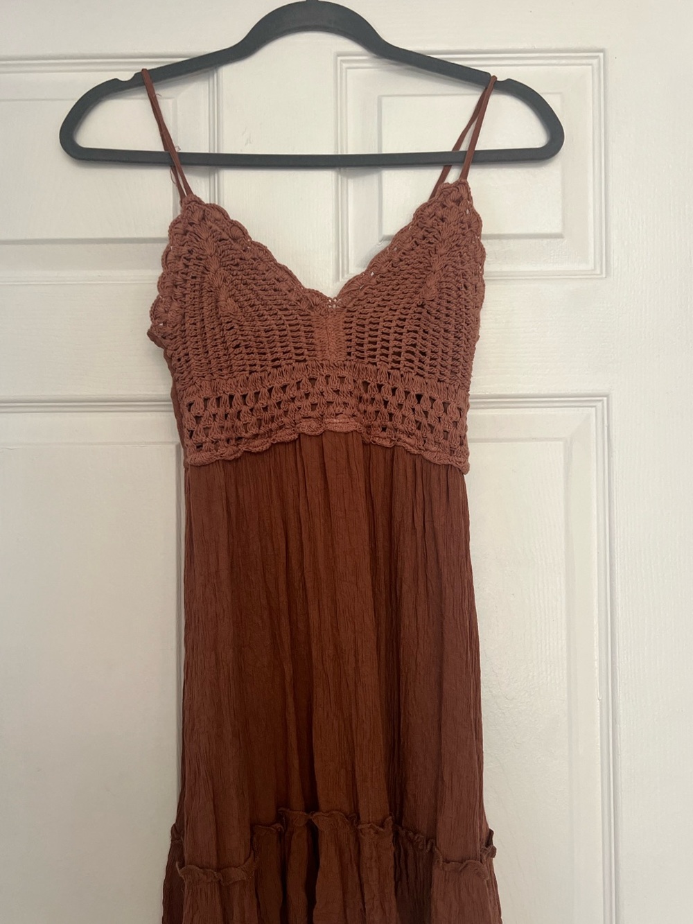 Blush Rust Crochet Knit Tank Top